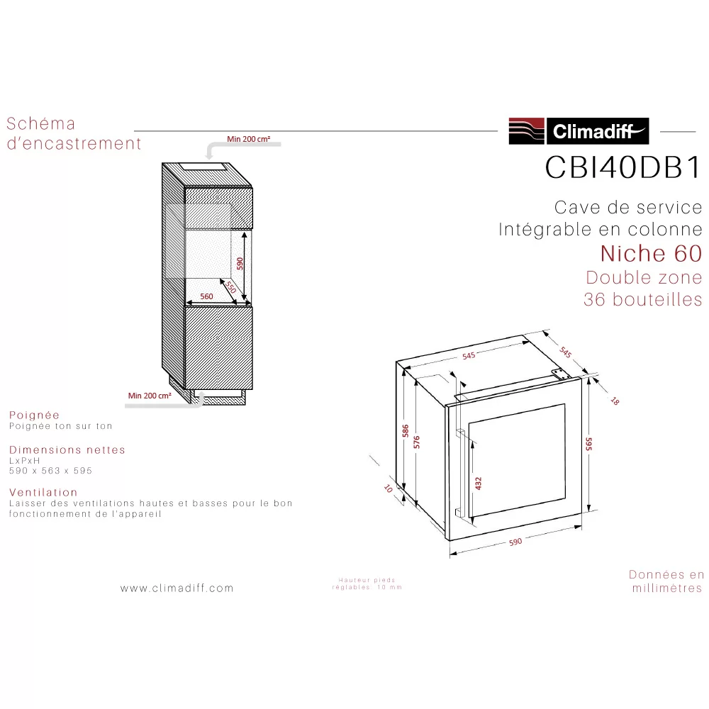 Винный шкаф Climadiff CBI40DB1 фото №8