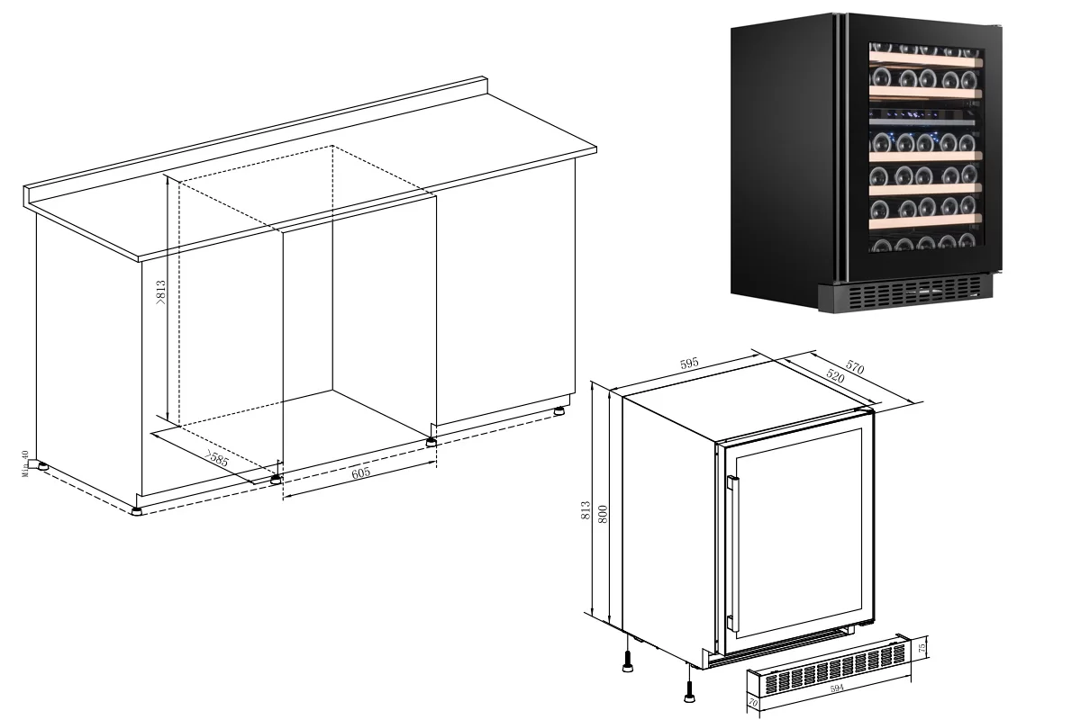 Винный шкаф Temptech OX60DRB фото №10