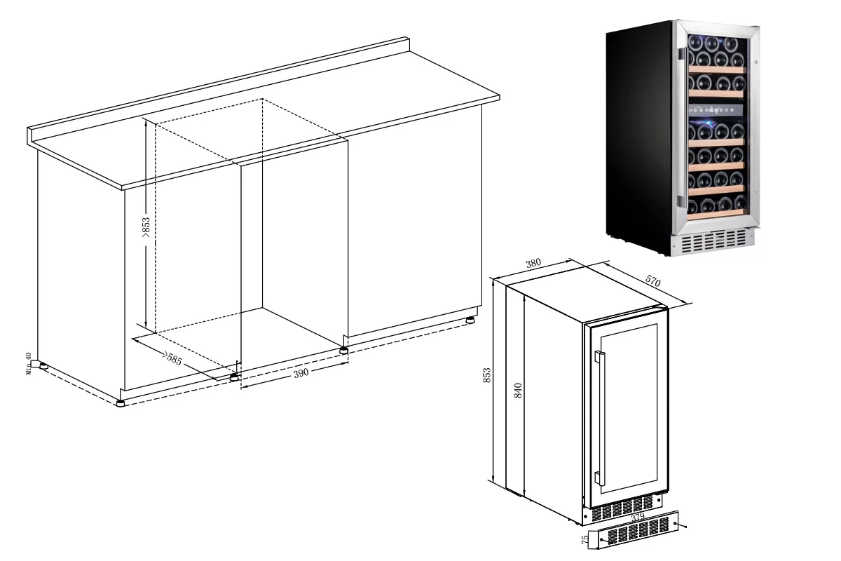 Винный шкаф Temptech WPQ38DCS фото №7
