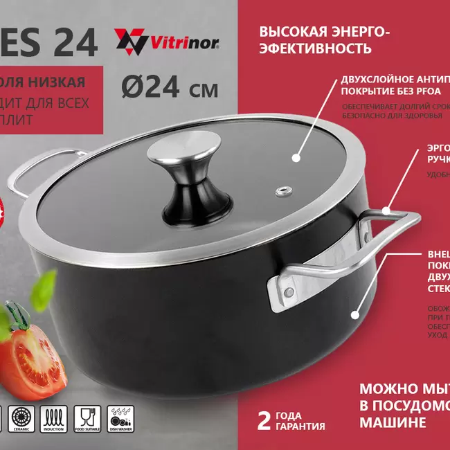 Купить Кастрюля низкая Vitrinor Ares 24